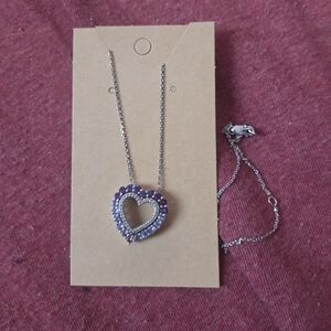 Kay Jewelers Purple and Silver Heart Necklace